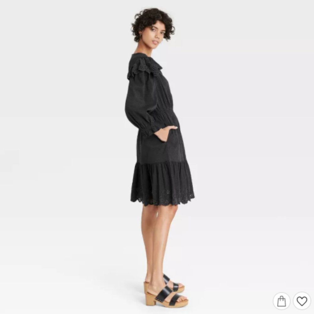 Women's Ruffle Long Sleeve Ruffle Dress - Picture 2 of 4